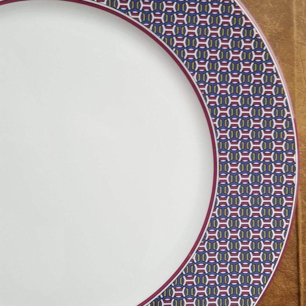 RARE AUTHENTIC HERMES CHINA TIE SET MAILLE DESSERT SALAD APPETIZER ACCENT PLATE - Picture 9 of 9